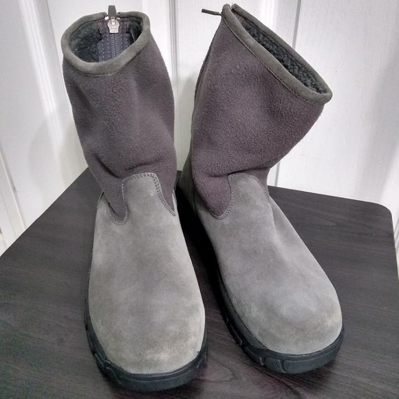 Lands End Suede Back Zip Ankle Boots Size 6.5 Charcoal Grey Color - Picture 1 of 7